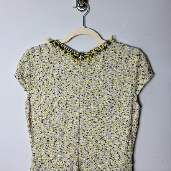 St. John Yellow Tweed Dress Black White Short Sleeve Classic Wool 519 - Picture 7 of 10